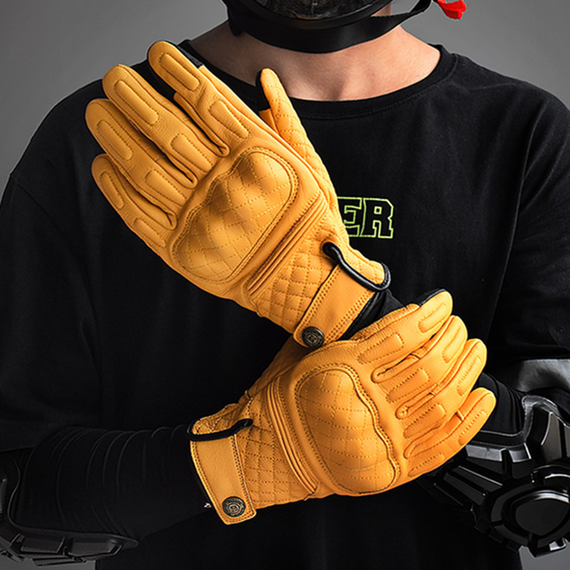 Motorcycle Gear Full Set - Ретро-кожаные мотоциклетные перчатки с полными пальцами,
